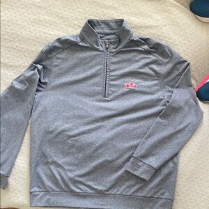 Cutter Bucks OLE MISS Gray Quarter-Zip Pullover with Red Logo